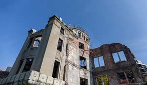 The domed building near the hypocenter where the nuclear weapon detonated above Hiroshima