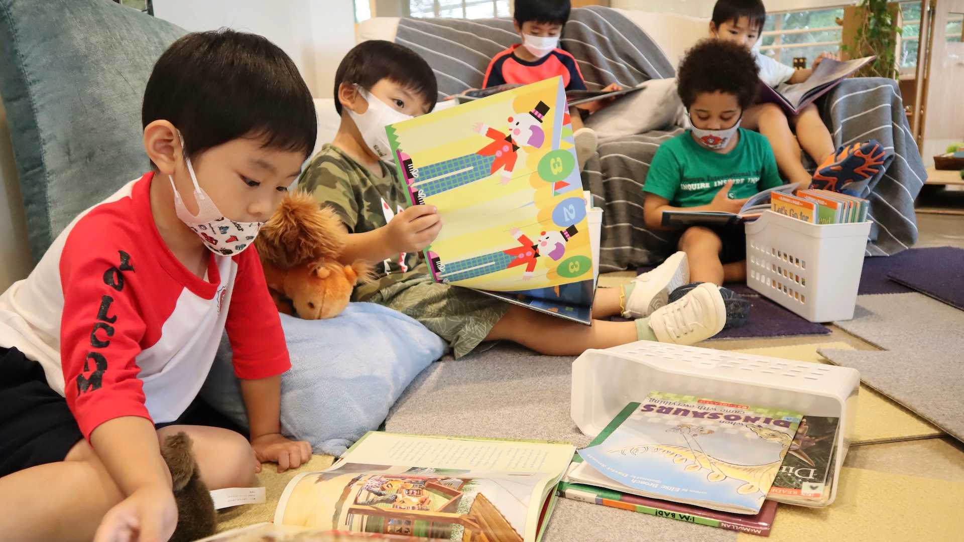 Boys reading books