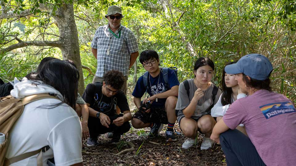 nis students on observation walk during student retreats