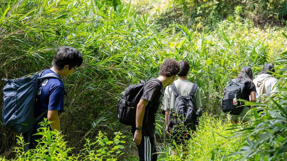 nis students on observation walk during student retreats